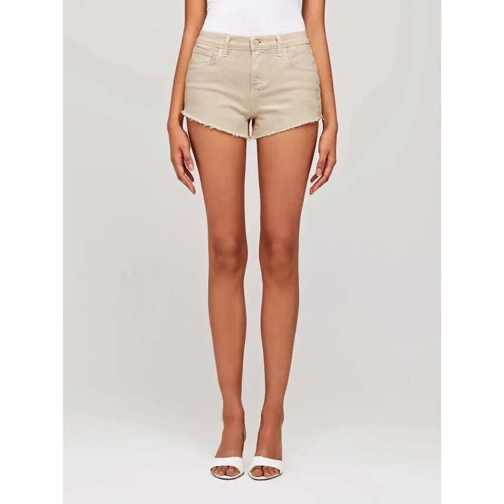 L'Agence Cream Audrey Shorts 25 Mid Rise Vintage White